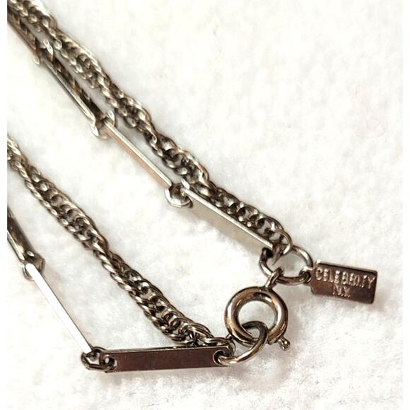 Celebrity NY 52" Vintage Silvertone 2 Strand Rope Lariat Length Chains Necklace - Picture 5 of 5